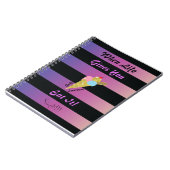 2つのトーンの黒い紫のストライプ金ゴールドアイスクリーム ノートブック (左側)