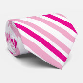 2つのトーンピンクと白の幾何学的なストライプ ネクタイ (ロール)