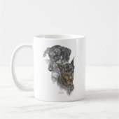 2つのドベルマンのポートレート コーヒーマグカップ (左)