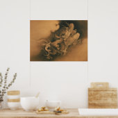 2つのドラゴンの雲のヴィンテージ ポスター (キッチン)