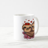 2つのナマケモノの愛のハグハートバレンタイン コーヒーマグカップ (正面右)