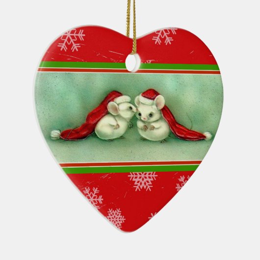 2つのネズミはクリスマスの秘密のオーナメントを備えています セラミックオーナメント (右)
