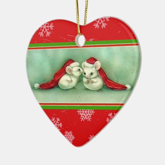 2つのネズミはクリスマスの秘密のオーナメントを備えています セラミックオーナメント (左)