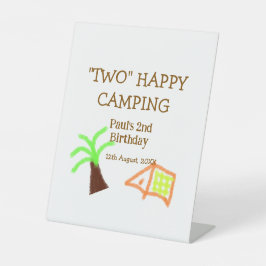 2つのハッピーキャンプ2ndバースデーツリーキャンプの子供 台座サイン
