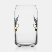 2つのハミングバードと文字リボンの蜜の漫画 ガラス缶 (左)