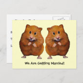 2つのハムスター救：日付：結婚 案内ポストカード (正面/裏面)