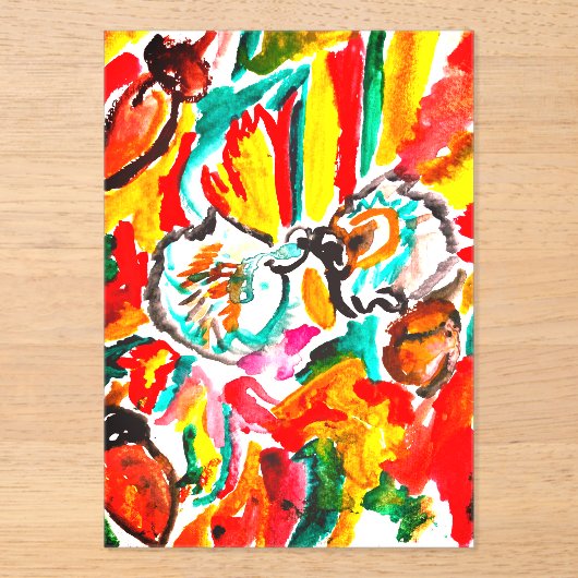 2つのハリネズミ遊の秋。 アクリル招待状 (正面)