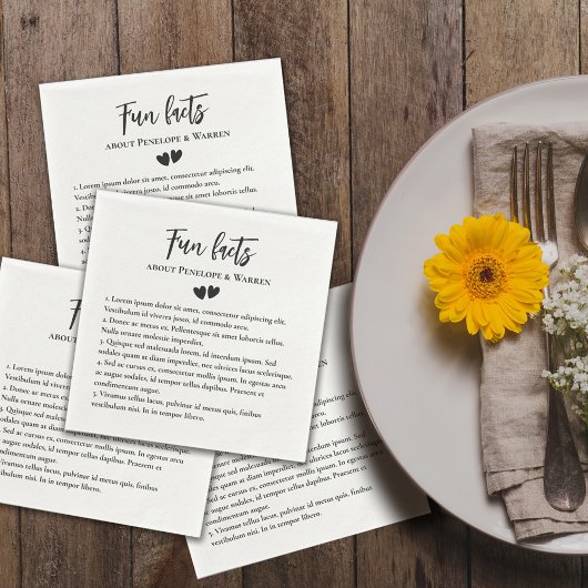 2つのハートかわいいロマンチックなおもしろいファクト結婚ズ スタンダードカクテルナプキン