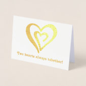 2つのハートが一緒にバレンタインデー 箔カード (正面)