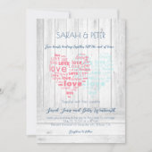 2つのハートが一緒に打つ/素朴甘結婚い 招待状 (正面)