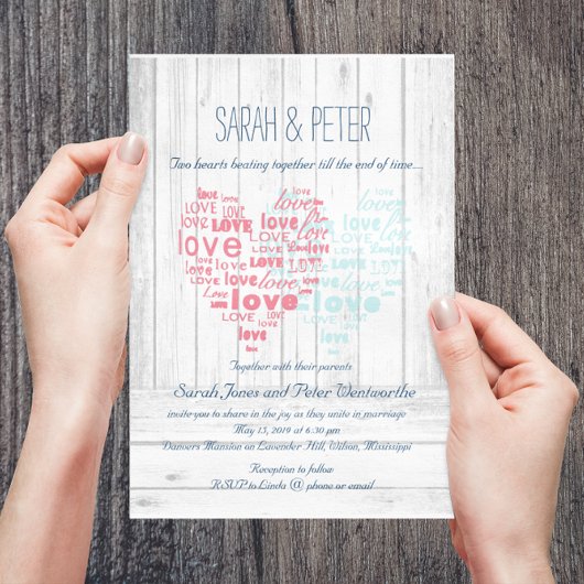 2つのハートが一緒に打つ/素朴甘結婚い 招待状