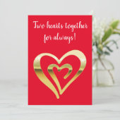 2つのハートが一緒に金属製の金ゴールド赤 シーズンカード (スタンド正面)