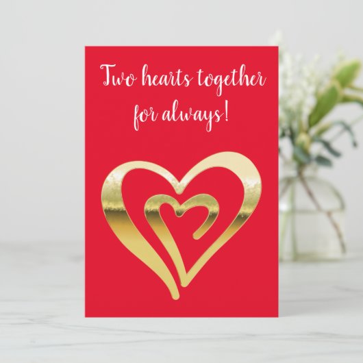 2つのハートが一緒に金属製の金ゴールド赤 シーズンカード (スタンド正面)