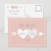 2つのハートが日付はがきを保存 案内ポストカード (正面/裏面)