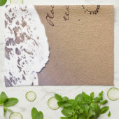 2つのハートが砂の中に キッチンタオル (折り畳み)