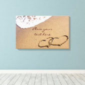 2つのハートが砂の中に キャンバスプリント (インサイチュ (ウッドフロア))