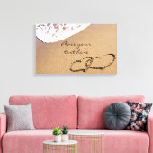 2つのハートが砂の中に キャンバスプリント (インサイチュ (リビング))