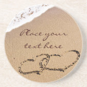 2つのハートが砂の中に コースター (正面)