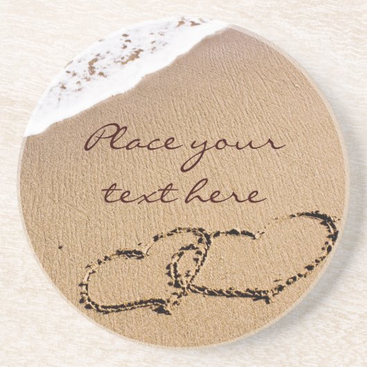 2つのハートが砂の中に コースター (正面)