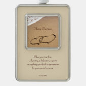 2つのハートが砂の中に シルバープレートフレームオーナメント (正面)