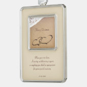 2つのハートが砂の中に シルバープレートフレームオーナメント (左)