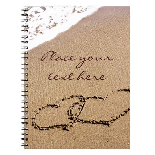 2つのハートが砂の中に ノートブック (正面)