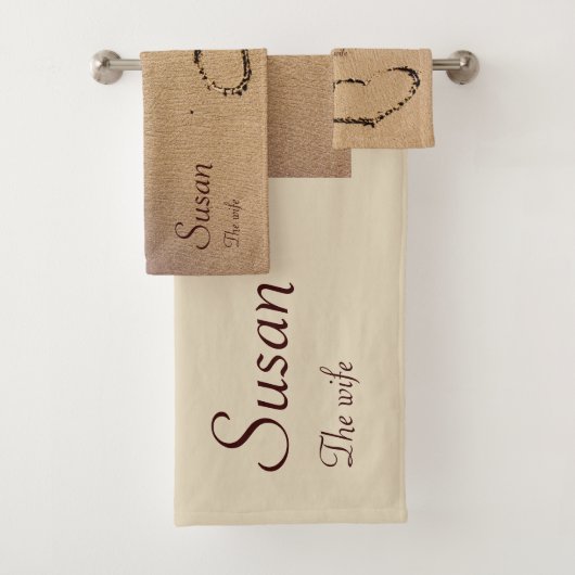 2つのハートが砂の中に バスタオルセット (インサイチュ)