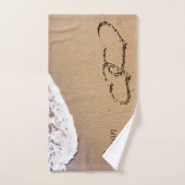 2つのハートが砂の中に バスタオルセット (ハンドタオル)