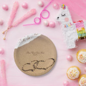 2つのハートが砂の中に ペーパープレート (パーティー)