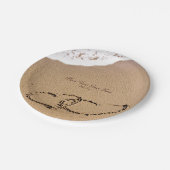 2つのハートが砂の中に ペーパープレート (アングル)