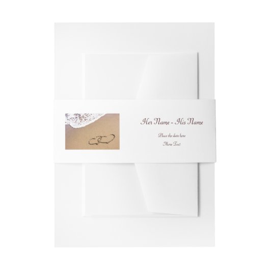 2つのハートが砂の中に 招待状ベリーバンド (正面例)