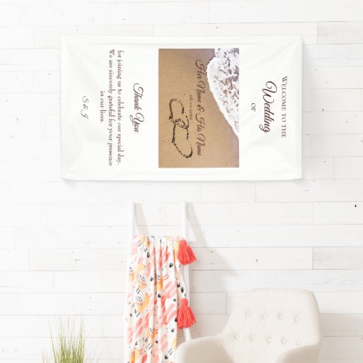 2つのハートが砂の中に 横断幕 (インサイチュ)