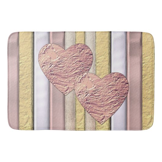 2つのハートが輝きと一緒にパターン バスマット (正面)