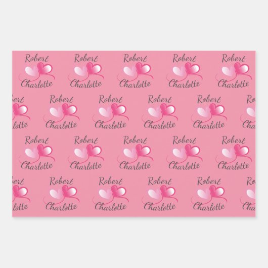 2つのハートが1つのカスタマイズ可能な結婚製品として ラッピングペーパーシート (正面3)