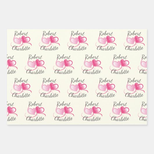 2つのハートが1つのカスタマイズ可能な結婚製品として ラッピングペーパーシート (正面)