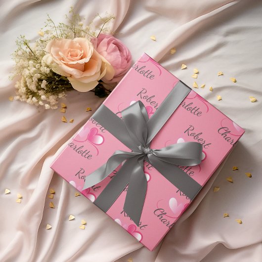 2つのハートが1つのカスタマイズ可能な結婚製品として ラッピングペーパー