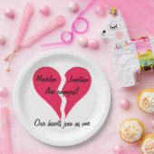 2つのハートが1つの名前として結合パーソナライズされた婚約した ペーパープレート (パーティー)