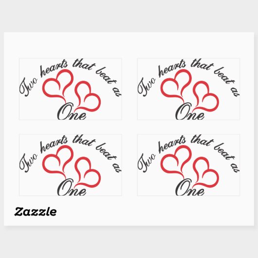 2つのハートそのビートは1として 長方形シール (シート)