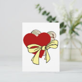 2つのハートと黄色のリボン ポストカード (スタンド正面)