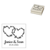 2つのハートに枝とワイルドフラワー ラバースタンプ (押印)