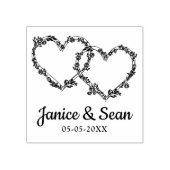 2つのハートに枝とワイルドフラワー ラバースタンプ (インプリント)