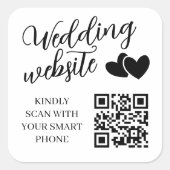 2つのハートのウエディングWebサイトQRコード スクエアシール (正面)