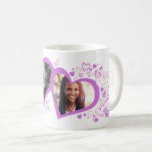 2つのハートのバ結婚ンタイン/の写真紫のマグカップ コーヒーマグカップ (正面右)