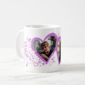 2つのハートのバ結婚ンタイン/の写真紫のマグカップ コーヒーマグカップ (正面左)