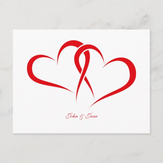 2つのハートのパートナーデザイン ポストカード (正面)
