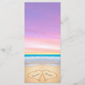 2つのハートのビーチ結婚式紫ピンクメニュー メニュー (裏面)