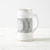 2つのハートのモノグラムの結婚式パターン ビールジョッキ (正面右)
