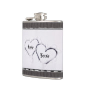 2つのハートの新しく白い雪の動揺してな灰色木 フラスク (左)