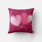 2つのハートの暗い赤紫色ピンクの背景 クッション (裏面)
