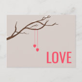 2つのハートの木のバレンタインデーの愛デザイン ポストカード (正面)